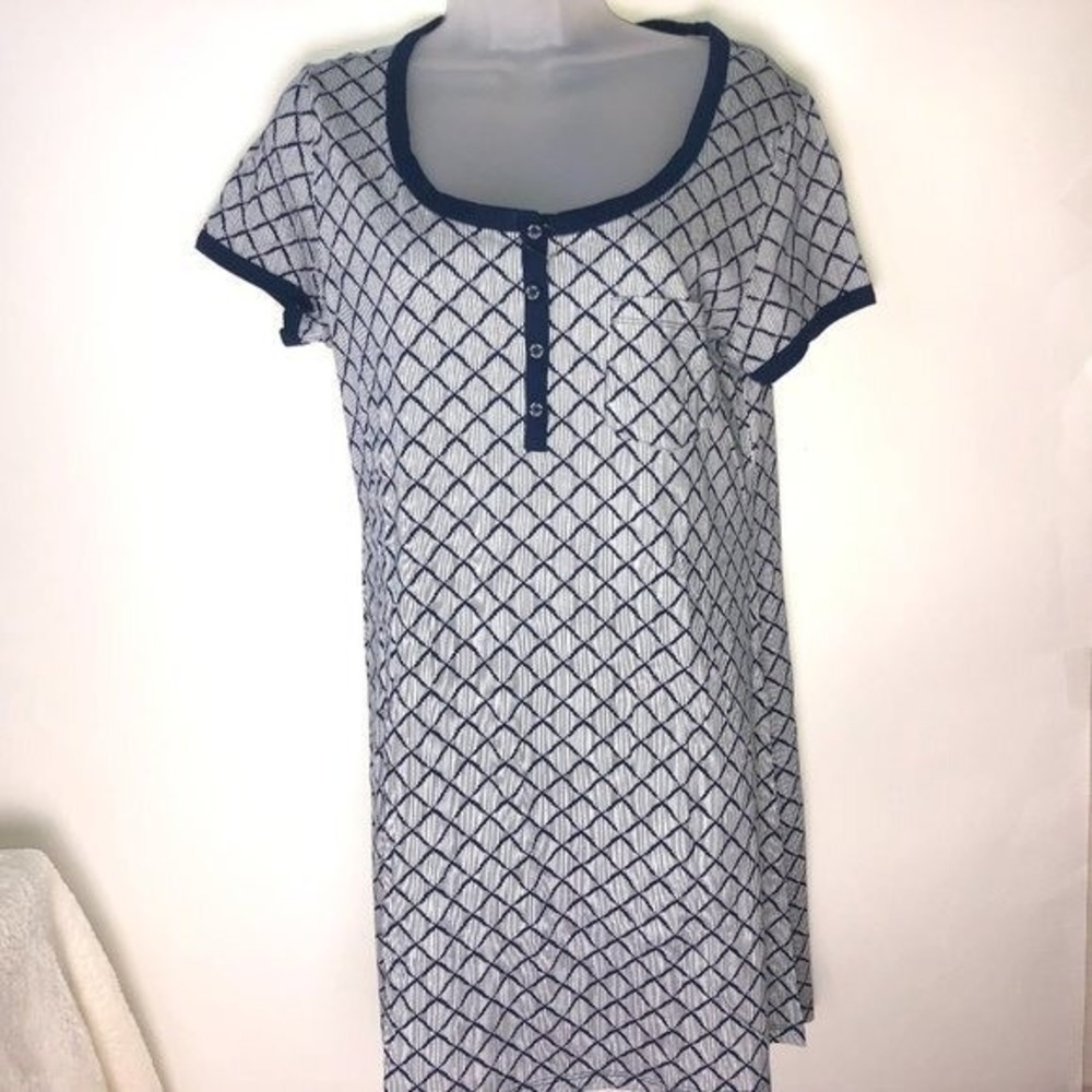 Jane & Bleecker Dark Blue & White Diamond Nite Gown Women's Small NWOT